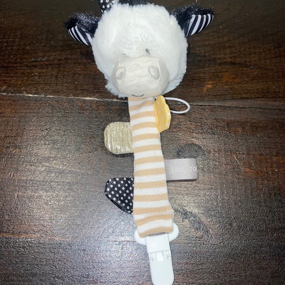 Demdaco Cow Paci Pocket Pal 9" Plush Stuffed Animal Pacifier Holder Clip - Picture 1 of 5